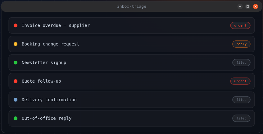 Terminal screenshot: order data syncing from Outlook into a spreadsheet automatically